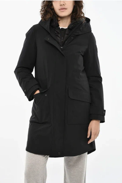 Woolrich Nylon Military Padded Windbreaker Jcaket In Black