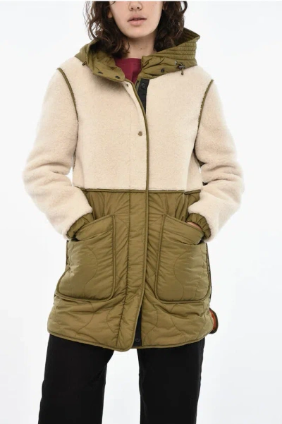 Woolrich Quilted Alba Padded Jacket With Fleeced Details In Green