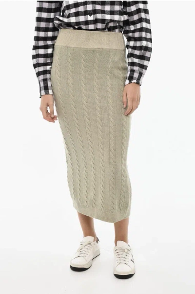 Woolrich Cable Knit Longuette With Drawstring Waist In Neutral
