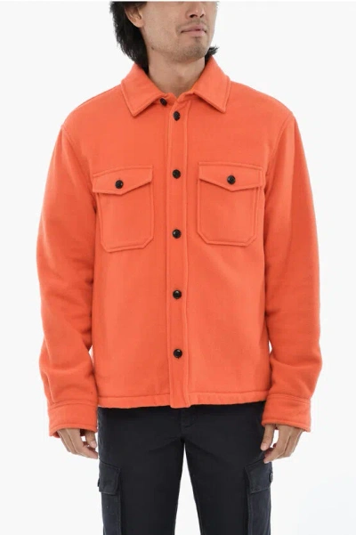 Woolrich Virgin Wool And Nylon Overshirt With Double Breast Pockets In Orange