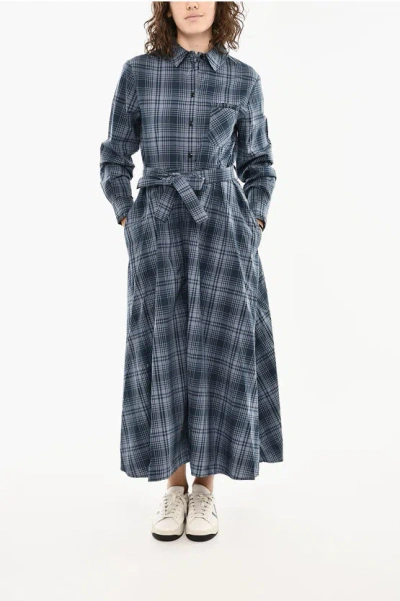 Woolrich Check Maxi Shirt Dress With Belt In Multi