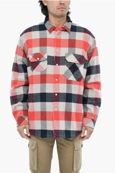 Woolrich Buffalo Check Ranch Padded Overshirt With Snap Buttons In Multi