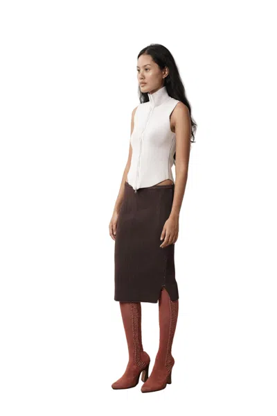 Isa Boulder Pegged Midi Skirt In Brown