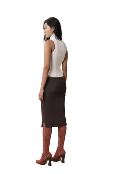 Isa Boulder Pegged Midi Skirt In Brown
