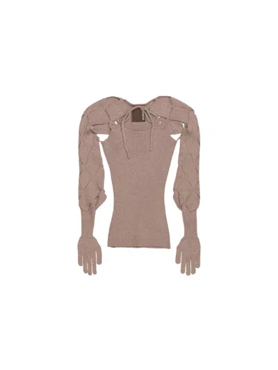 Isa Boulder Argyle Sleeve Top In Neutral