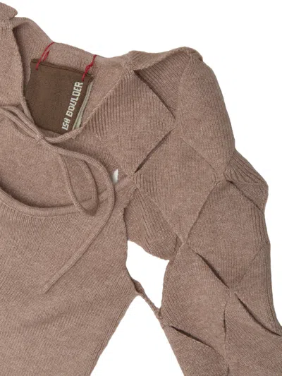 Isa Boulder Argyle Sleeve Top In Neutral