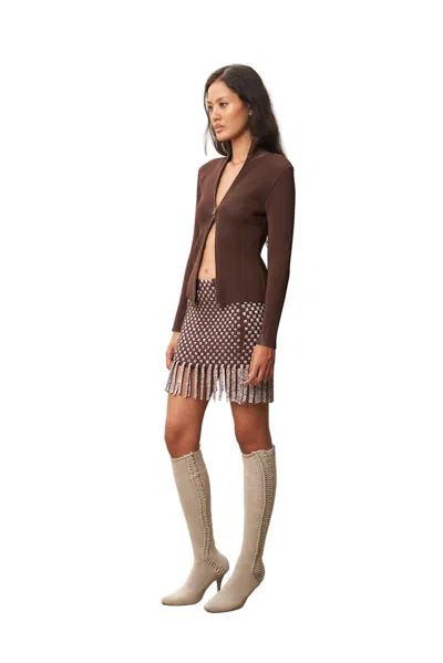 Isa Boulder Pleated Jacket In Brown