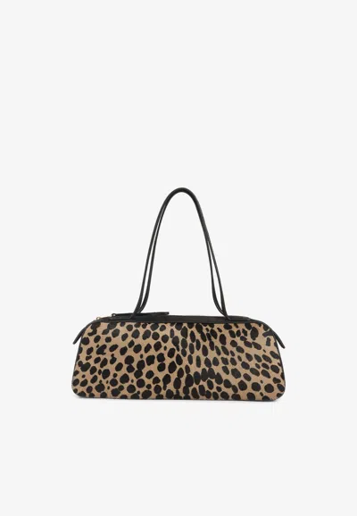 Khaite Simona Leather-trimmed Leopard-print Calf Hair Shoulder Bag In Multi