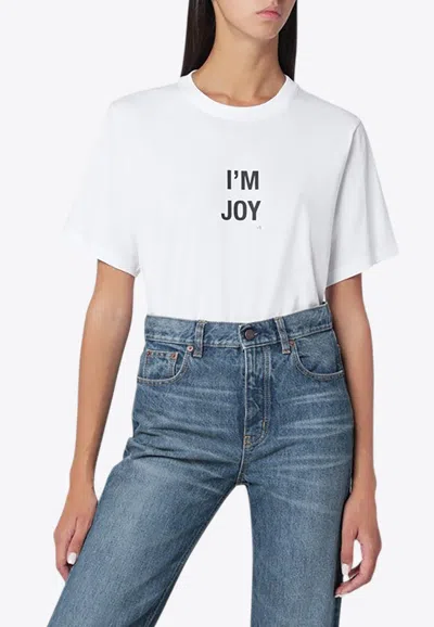 Victoria Beckham Graphic Print Crew Neck Relaxed Top In White