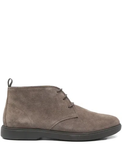 Geox Lace-up Leather Desert Boots In Brown