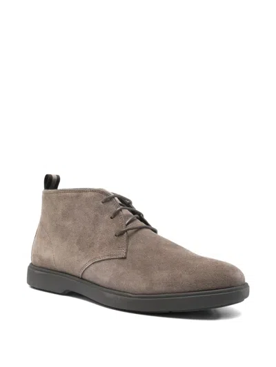 Geox Lace-up Leather Desert Boots In Brown
