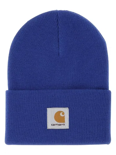 Carhartt Logo-patch Beanie Hat In Blue