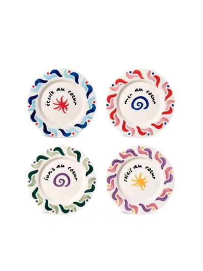 Octaevo Cala Secreta Dessert Plates (set Of Four) In Multi