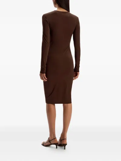 12 Storeez Long-sleeve Midi Dress In Brown