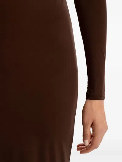 12 Storeez Long-sleeve Midi Dress In Brown