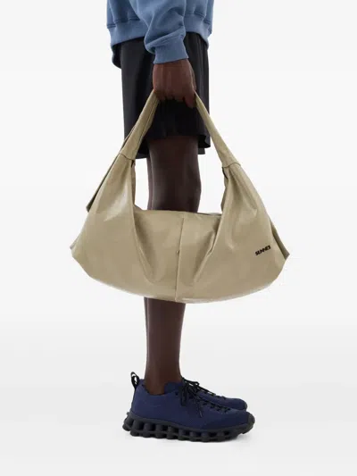 Sunnei Multitasking Leather Shoulder Bag In Neutral