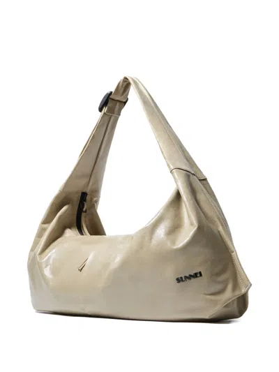 Sunnei Multitasking Leather Shoulder Bag In Neutral