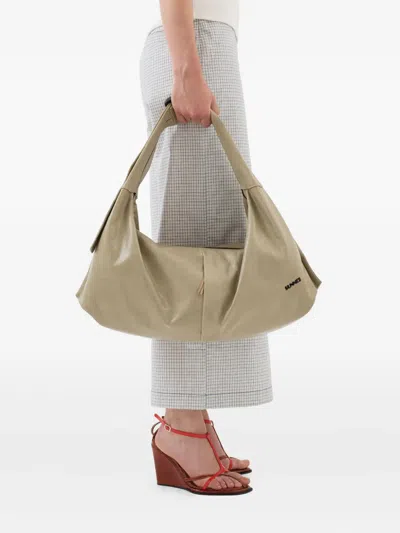 Sunnei Multitasking Leather Shoulder Bag In Neutral
