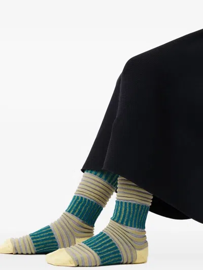 Cfcl Striped Ribbed Socks In Yellow