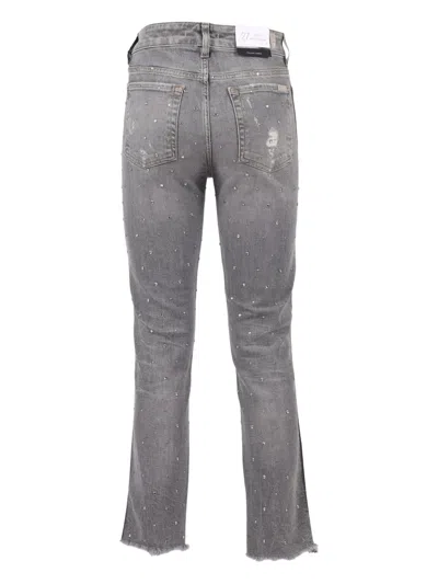 7 For All Mankind Vintage-inspired Straight Leg Jeans With Mid-rise Waist In Gray