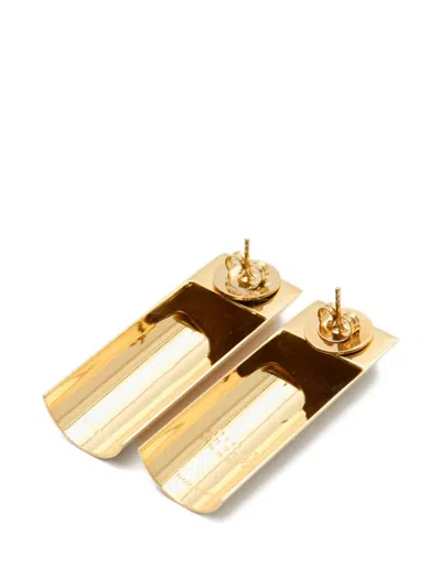 Mm6 Maison Margiela Golden Earrings With Logo Engraving