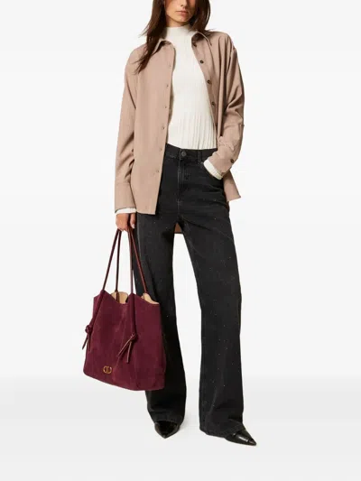 Twinset Side-slits Shirt In Brown