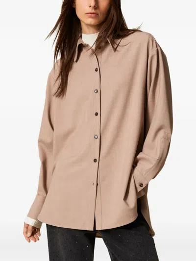 Twinset Side-slits Shirt In Brown