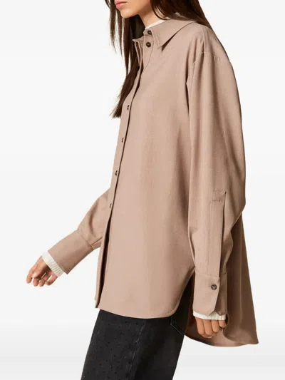Twinset Side-slits Shirt In Brown