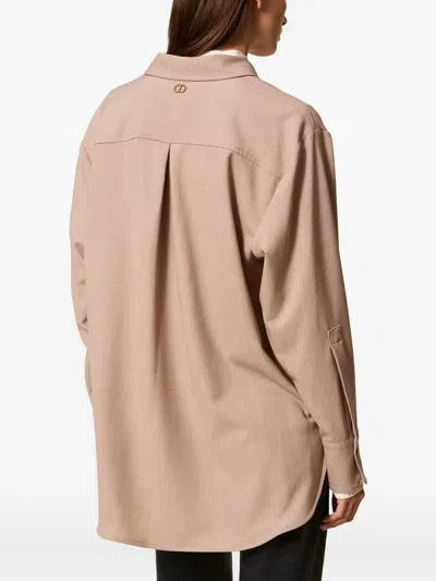 Twinset Side-slits Shirt In Brown