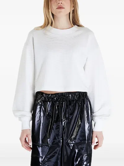 Calvin Klein Cropped Puff-sleeve Sweater In White