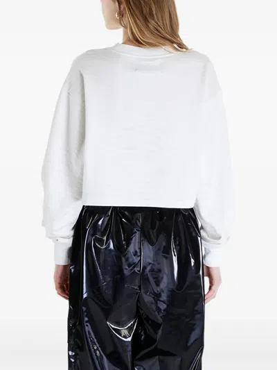 Calvin Klein Cropped Puff-sleeve Sweater In White