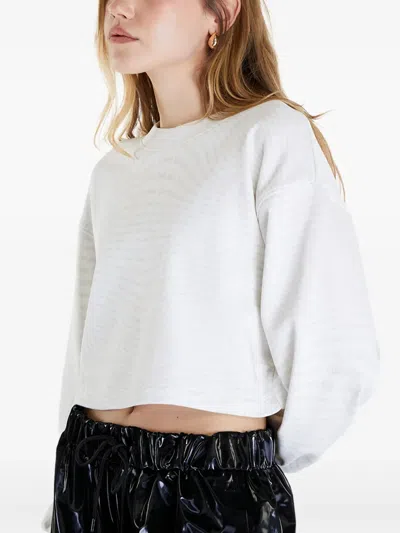 Calvin Klein Cropped Puff-sleeve Sweater In White