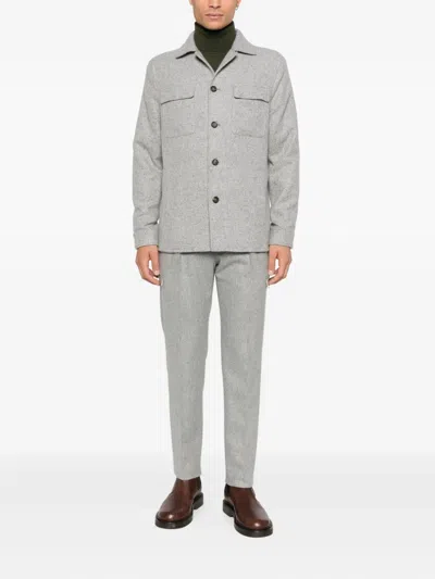 Eleventy Pocket Button Overshirt In Gray