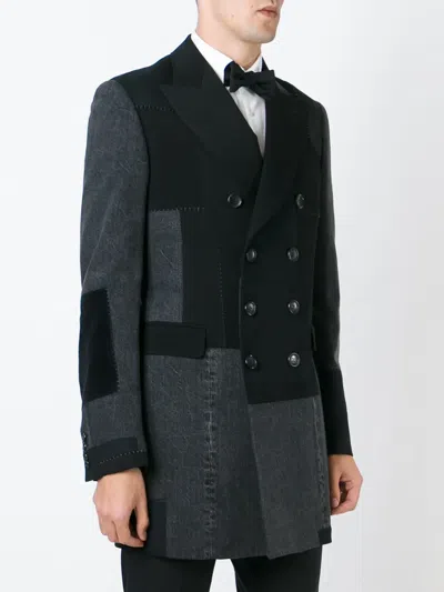 Junya Watanabe Panelled Double Breasted Coat In Black
