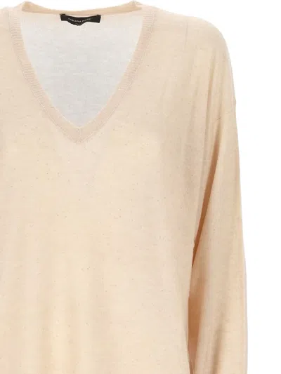 Fabiana Filippi Sequin Embellished V-neck Jumper In Neutral