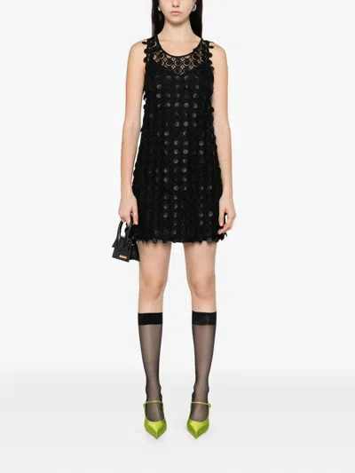 Pre-owned Carven Vintage 2000s Laced Mini Dress In Black