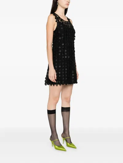 Pre-owned Carven Vintage 2000s Laced Mini Dress In Black