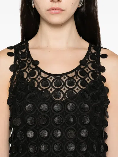 Pre-owned Carven Vintage 2000s Laced Mini Dress In Black