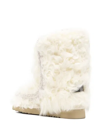 Mou White Sheepskin Ankle Boots In White