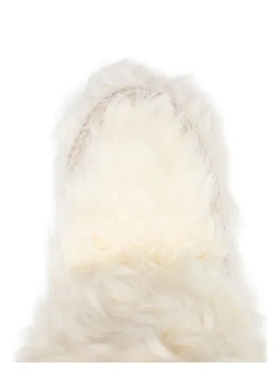 Mou White Sheepskin Ankle Boots In White
