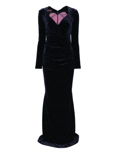 Talbot Runhof Animal-pattern Dress In Blue