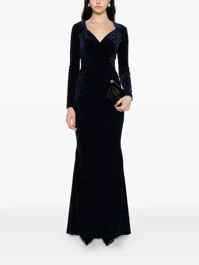 Talbot Runhof Animal-pattern Dress In Blue