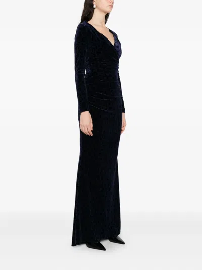 Talbot Runhof Animal-pattern Dress In Blue