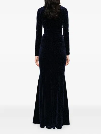 Talbot Runhof Animal-pattern Dress In Blue