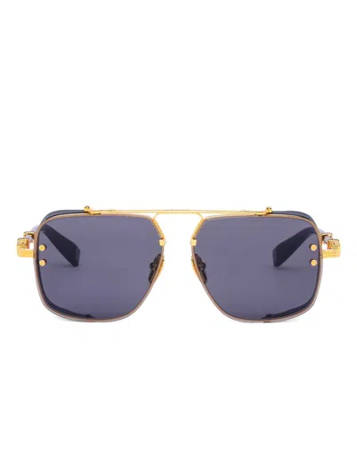 Balmain Legend Geometric-frame Sunglasses In Blue