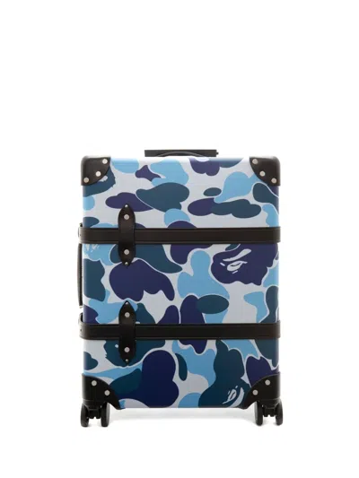 A Bathing Ape X Globe-trotter Camouflage-pattern Holdall In Blue