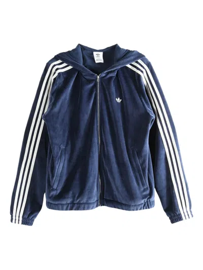 Adidas Originals Striped Hooded Kg3624 Knitwear In Blue