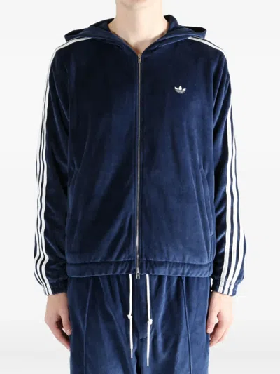 Adidas Originals Striped Hooded Kg3624 Knitwear In Blue