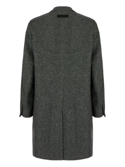 Zegna Cashmere Blend Longline Coat With Notched Lapels In Gray