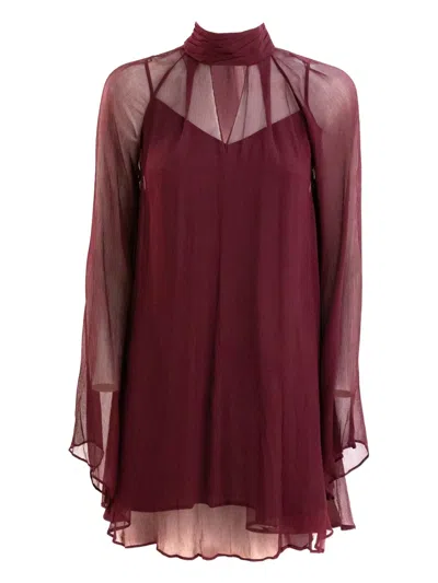 Staud Esther Semi-sheer Mini Dress In Red